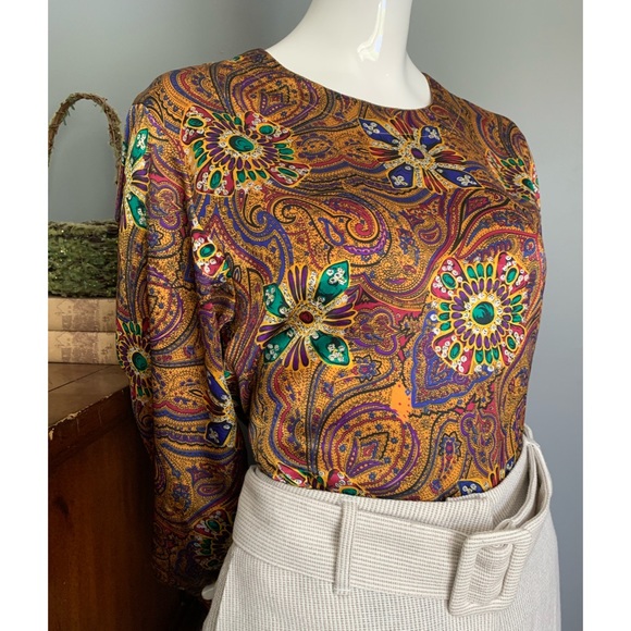 vintage Bethany : polyester multicolored blouse - Picture 1 of 11